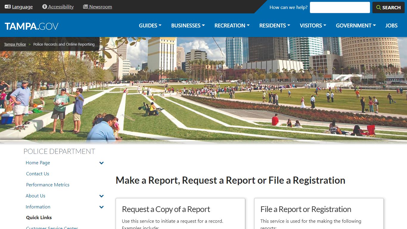 Police Records and Online Reporting | City of Tampa